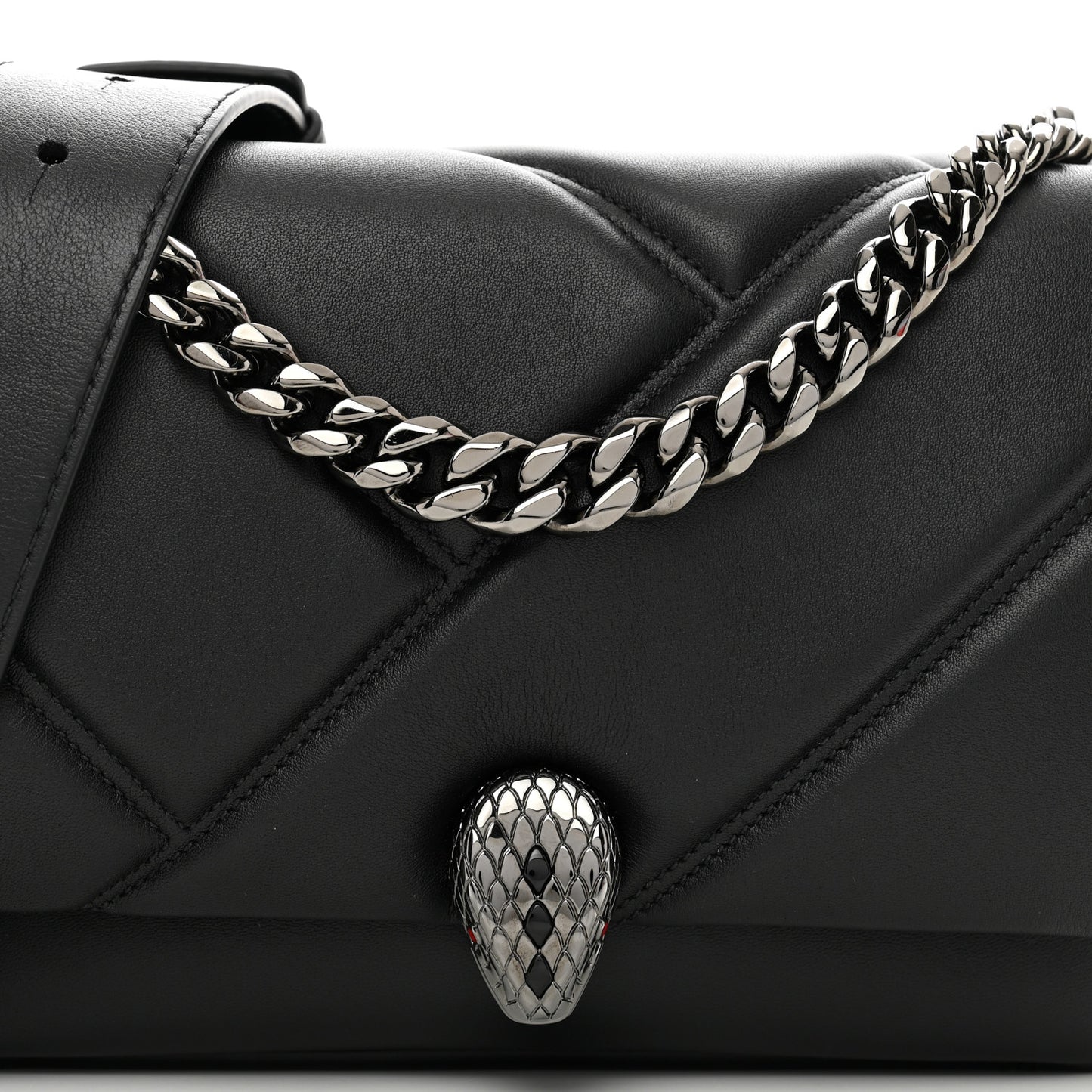 Calfskin Matelasse Mini Serpenti Cabochon Crossbody Bag Black