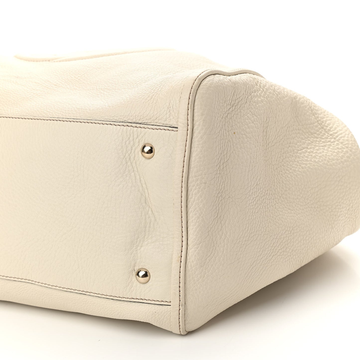 Pebbled Calfskin Large Soho Shoulder Bag Off White