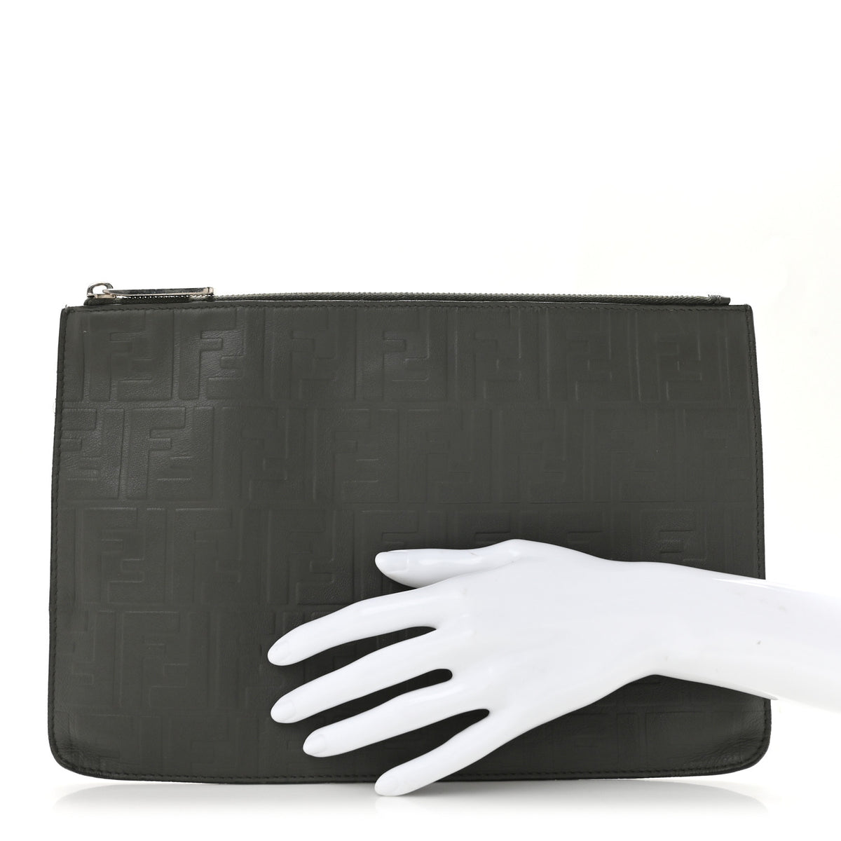 Vitello Grace FF 1974 Embossed Flat Pouch Anthracite