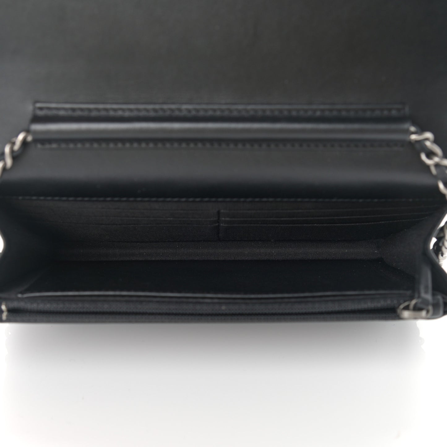 Calfskin Chain 20s Signe Wallet on Chain WOC Black