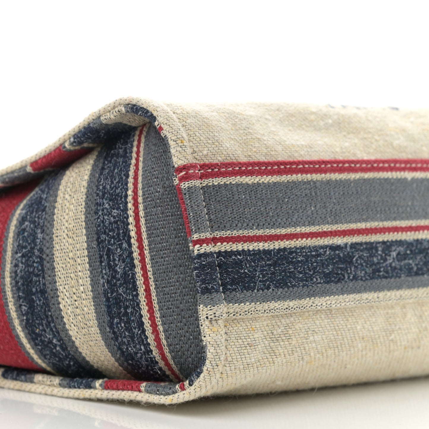 Striped Canvas Small Deauville Tote Beige
