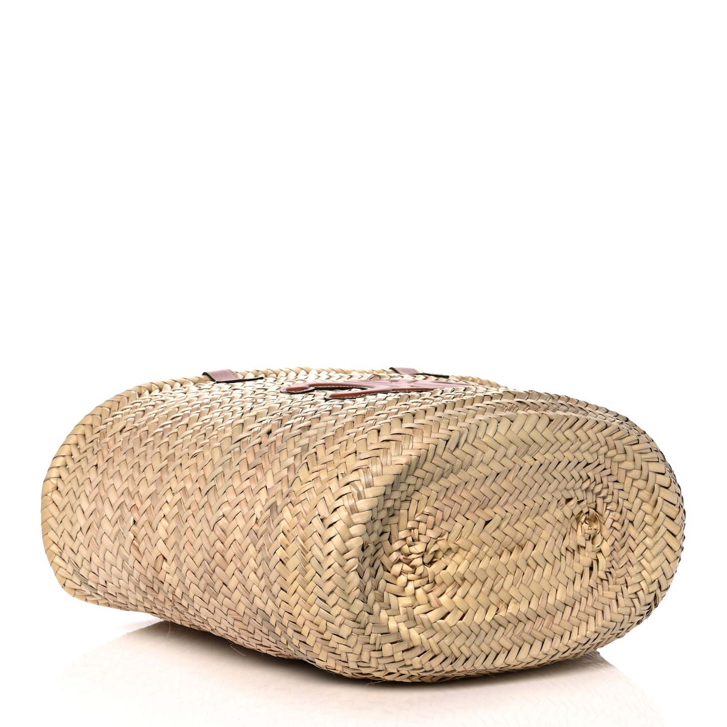 Raffia Calfskin Triomphe Large Panier Tan