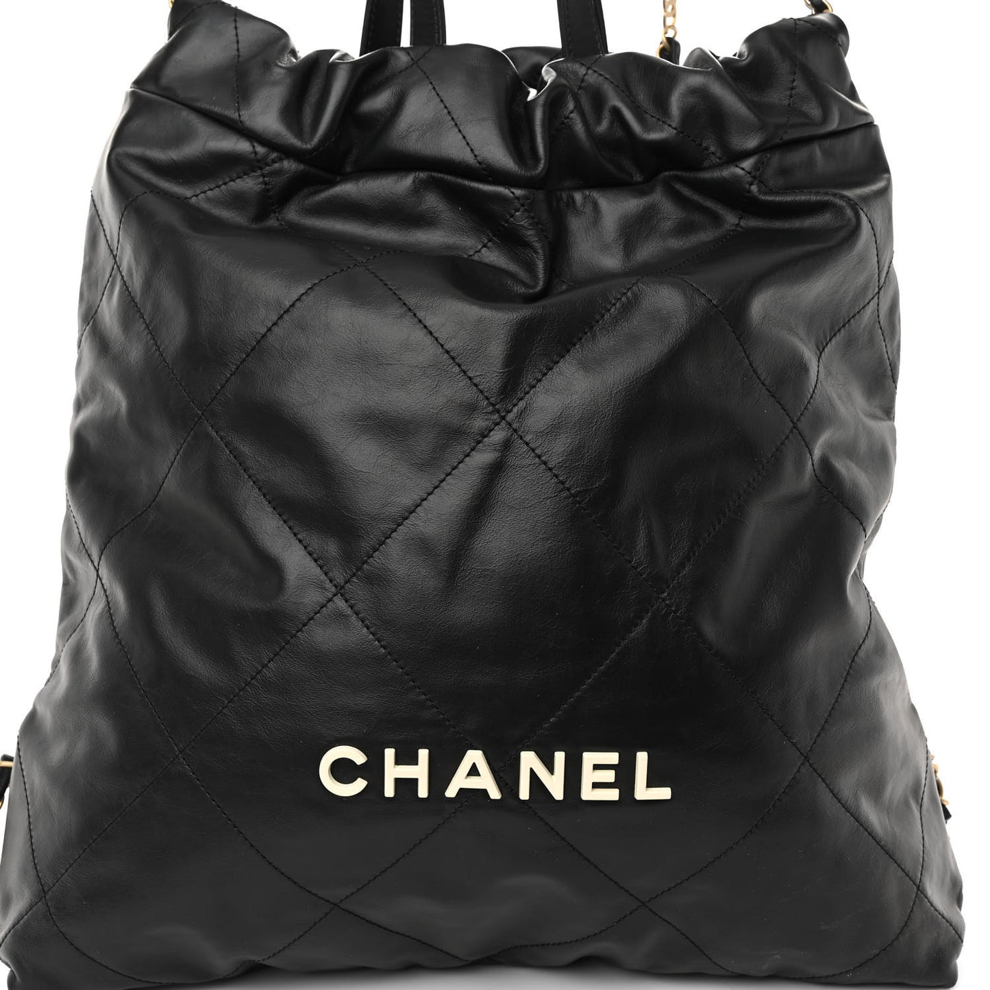 Shiny Calfskin Quilted 22 Backpack Black