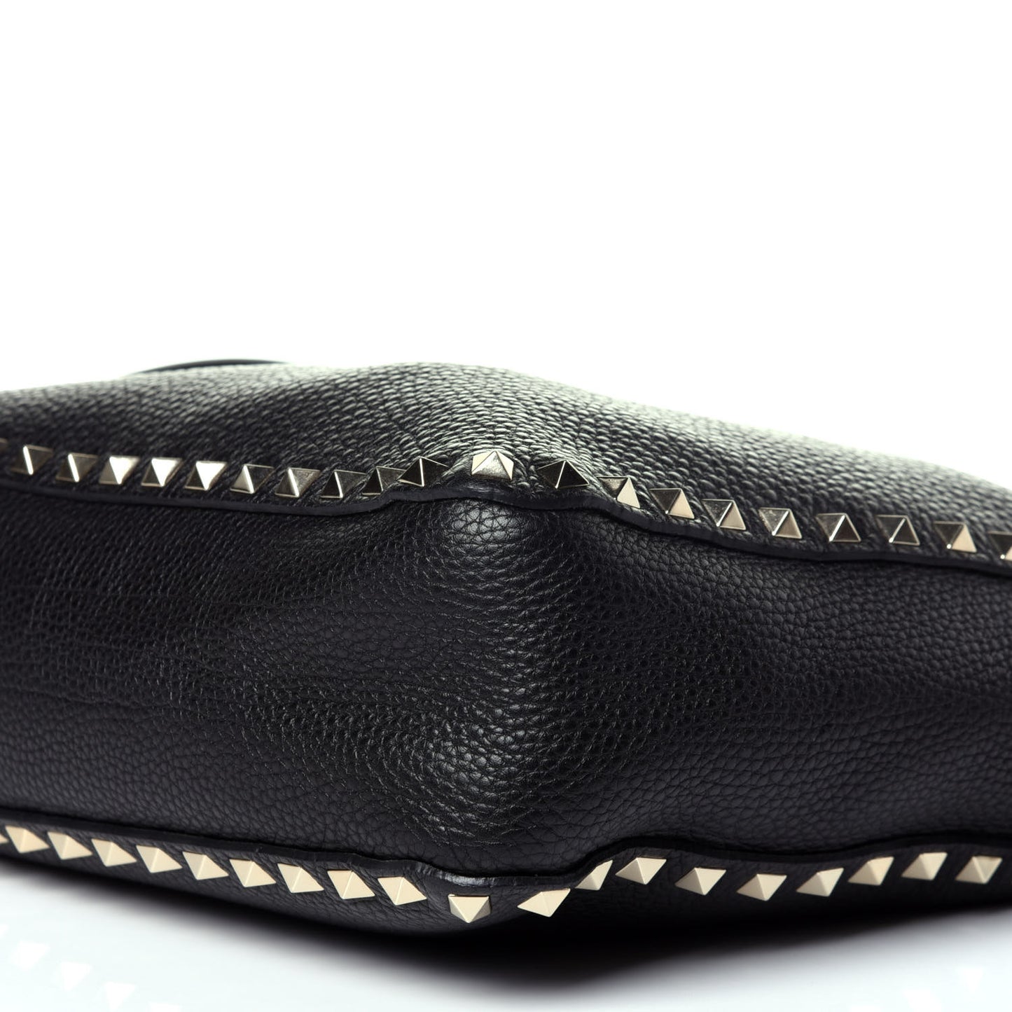 Pebbled Calfskin Small Rockstud Flip-Lock Messenger Bag Black