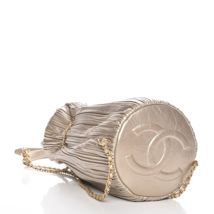 Chanel Iridescent Crumpled Calfskin Small Coco Pleats Backpack Gold 4 of 7
