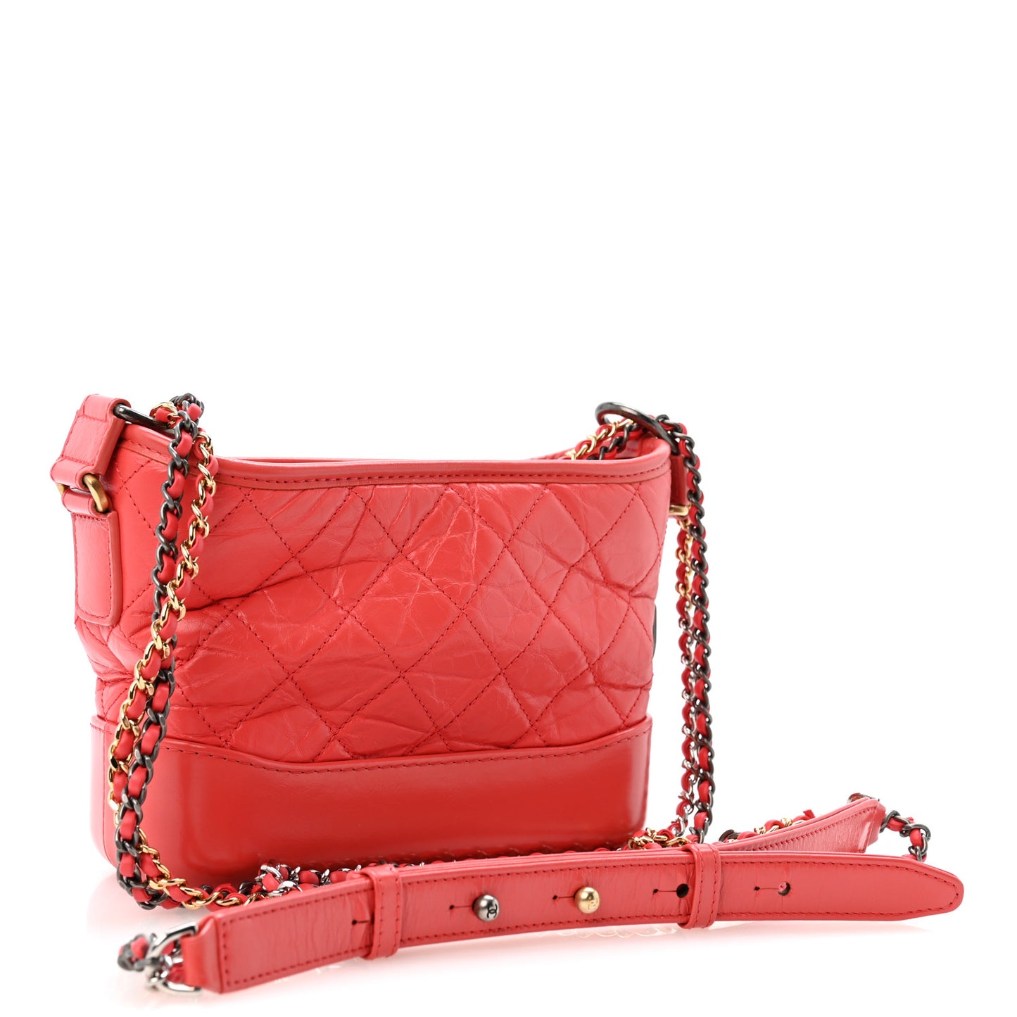 Aged Calfskin Quilted Small Gabrielle Hobo Red