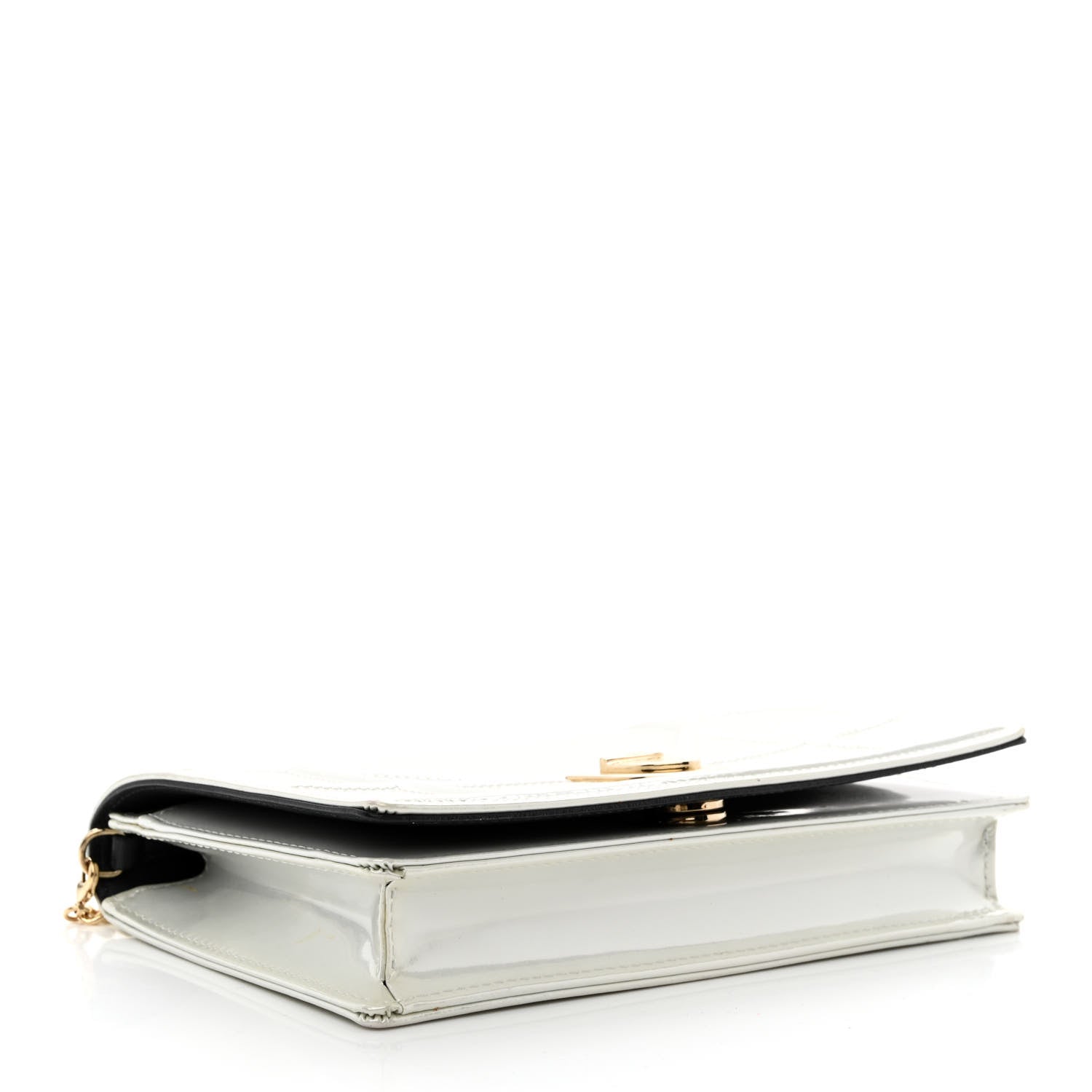 Christian Dior Patent Micro-Cannage Diorama Wallet on Chain Pouch White 4 of 11