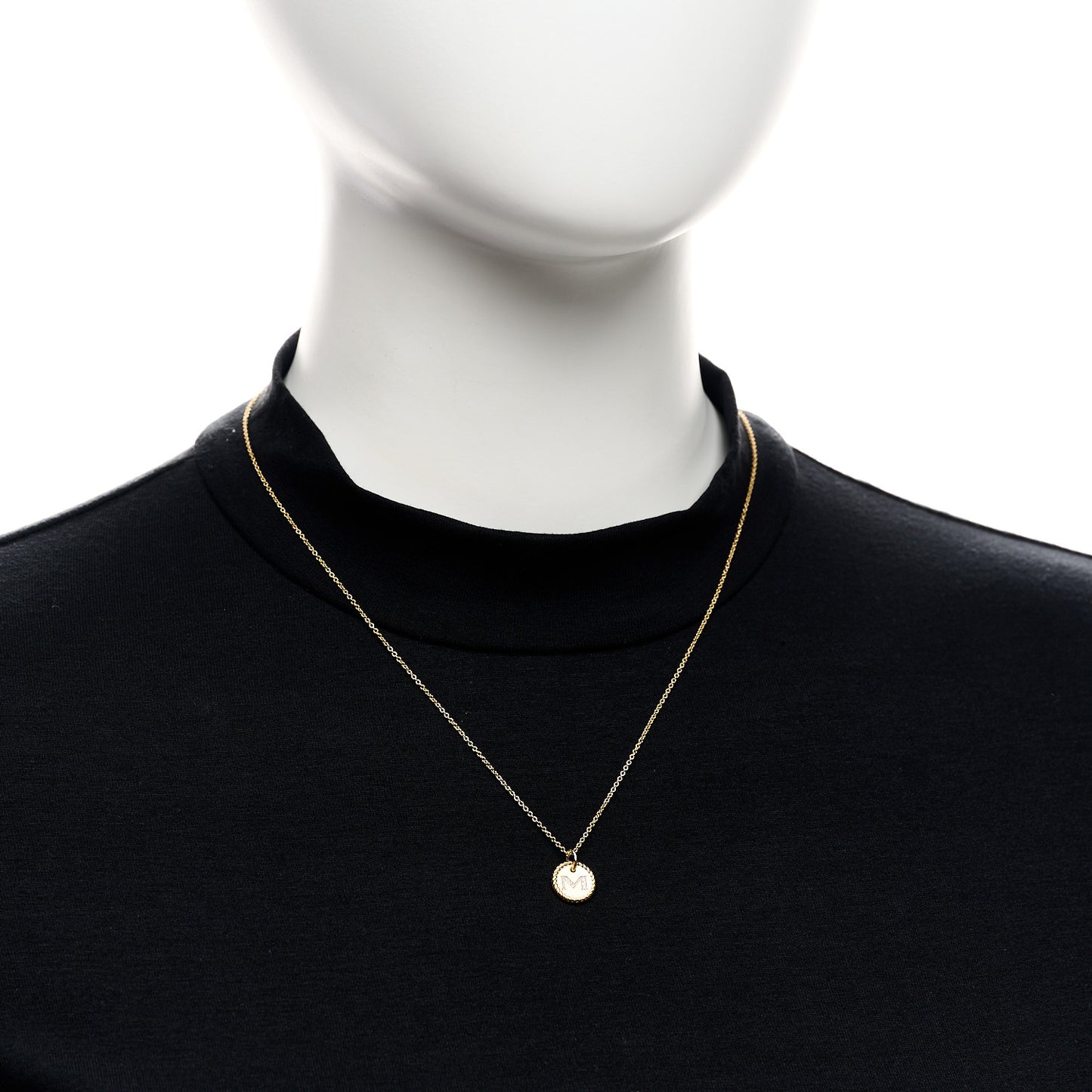 18K Yellow Gold Diamond Initial M Charm Necklace