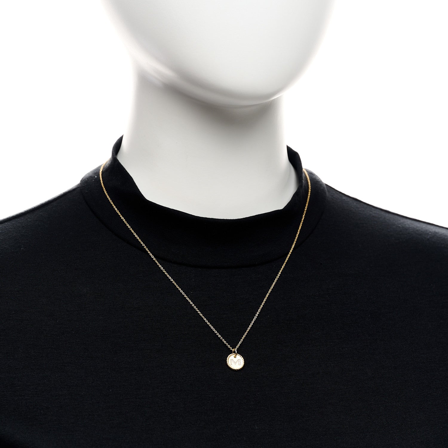 David Yurman 18K Yellow Gold Diamond Initial M Charm Necklace 2 of 5