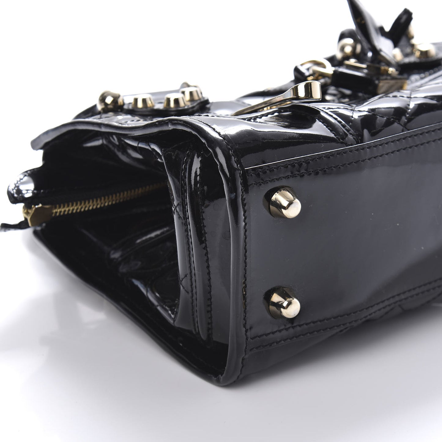 Patent Quilted Mini Manor Tote Black