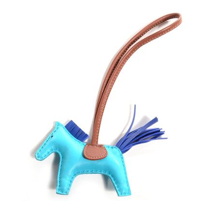 Hermes Milo Lambskin Grigri Rodeo Horse Bag Charm PM Bleu Azteque Bleu Electrique Fauve 1 of 4