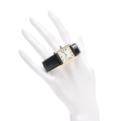 Cartier 18K Yellow Gold Alligator 24mm Tank Solo Manual Winding Watch 2 of 7