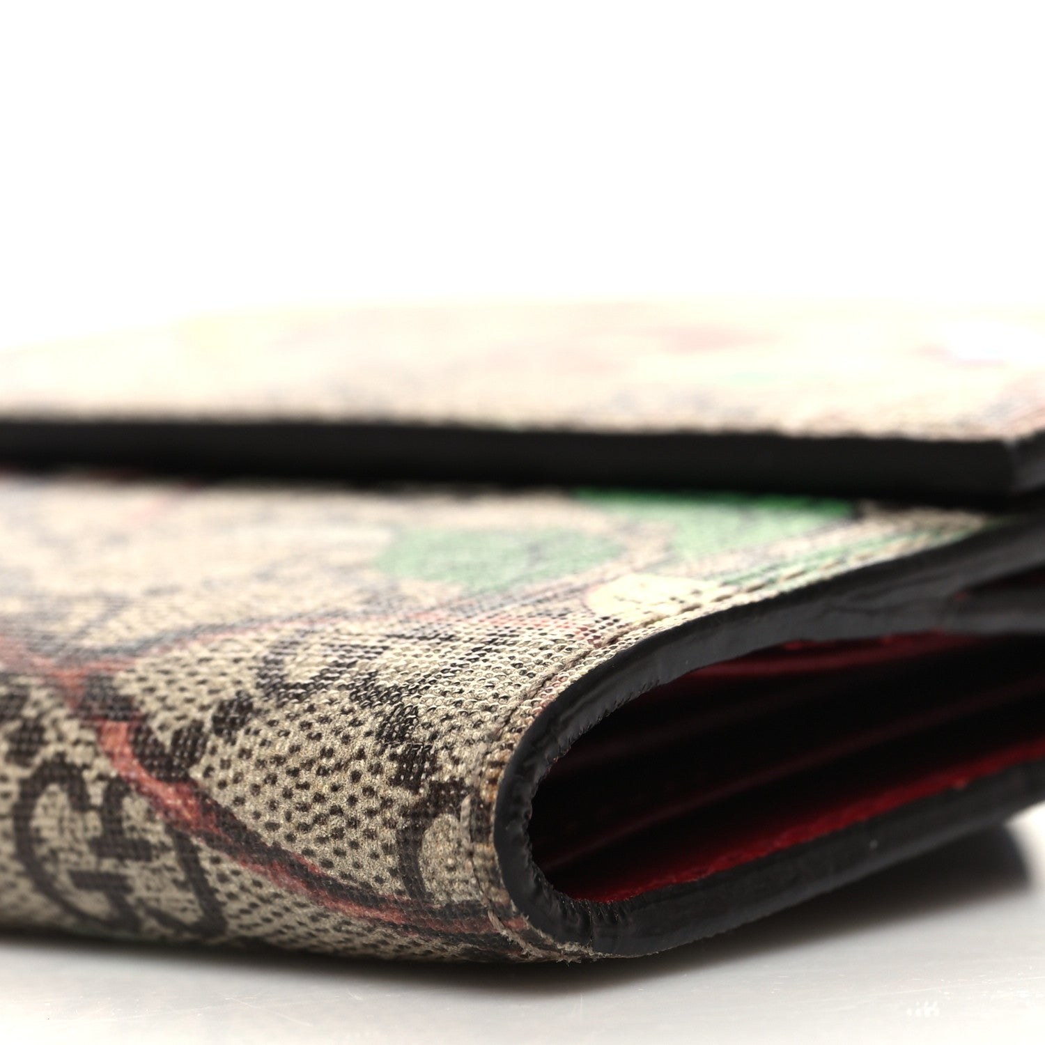 Gucci GG Supreme Monogram Tian French Flap Wallet Beige Multicolor Red 11 of 11