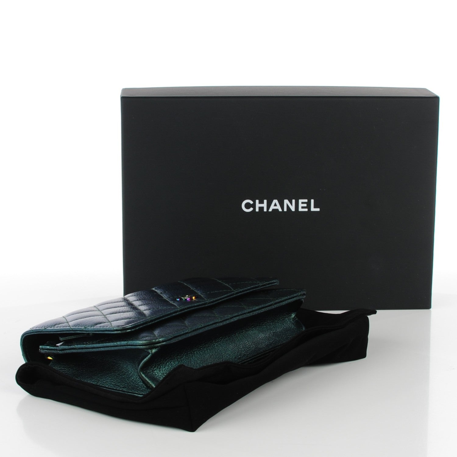 Chanel Iridescent Goatskin Quilted Wallet On Chain WOC Green 4 of 8