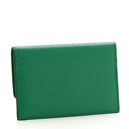 Prada Saffiano Triangle Card Holder Wallet Mango 3 of 10