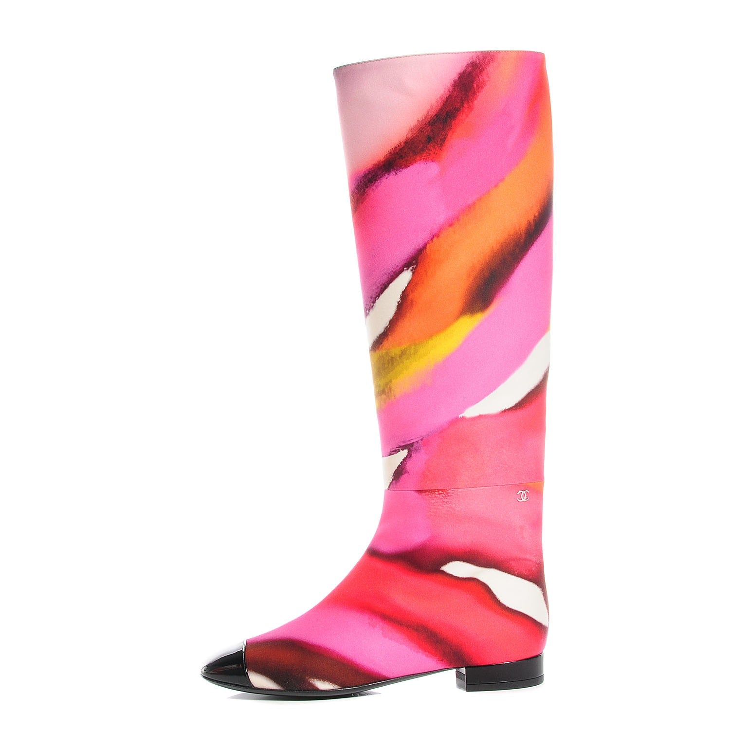 Chanel Patent Cap Toe Happy Hippie Boots 37.5 Multicolor 1 of 7