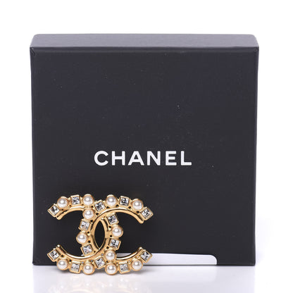 Chanel Pearl Crystal CC Brooch Gold 5 of 5