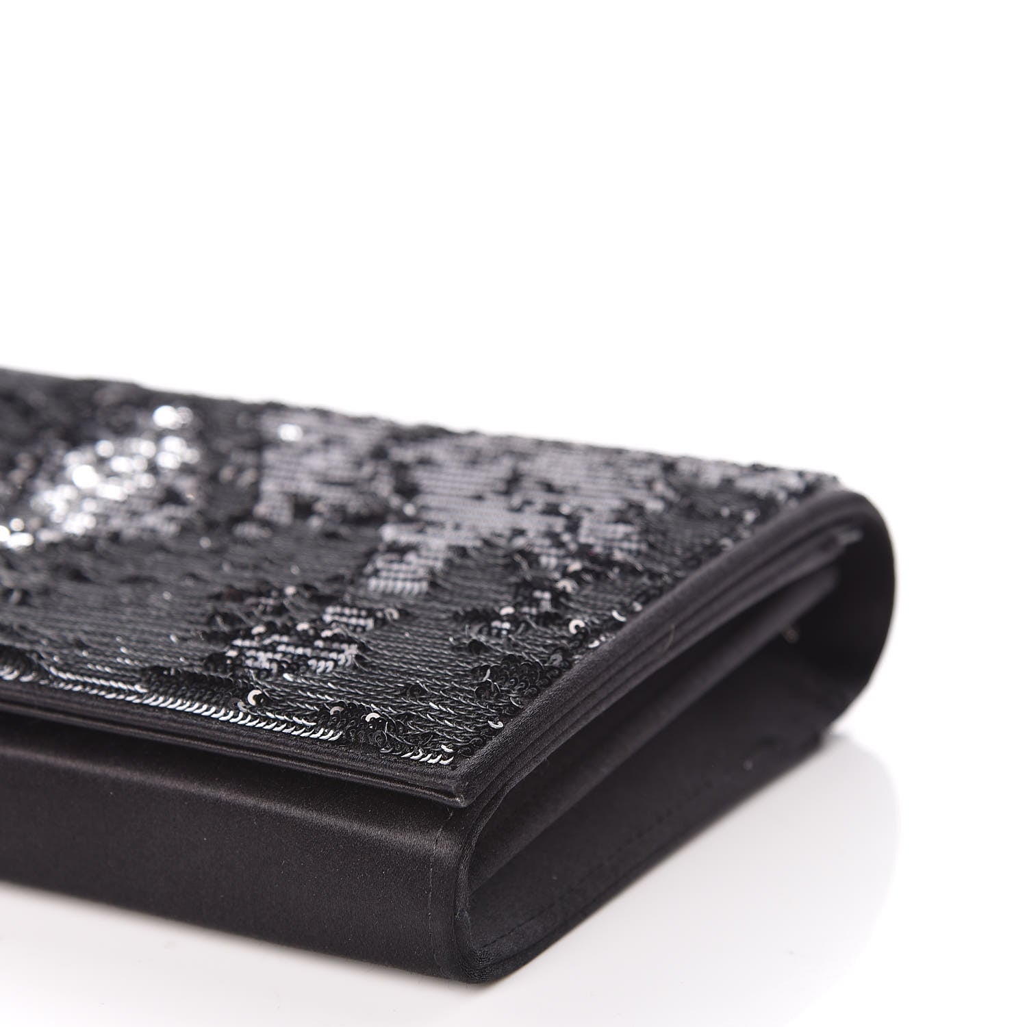 Saint Laurent Sequin Flip Monogram Chain Wallet Black 10 of 11