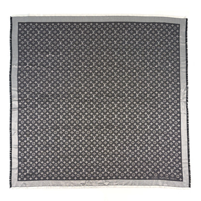 Louis Vuitton Silk Wool Monogram Denim Shawl Black 1 of 3