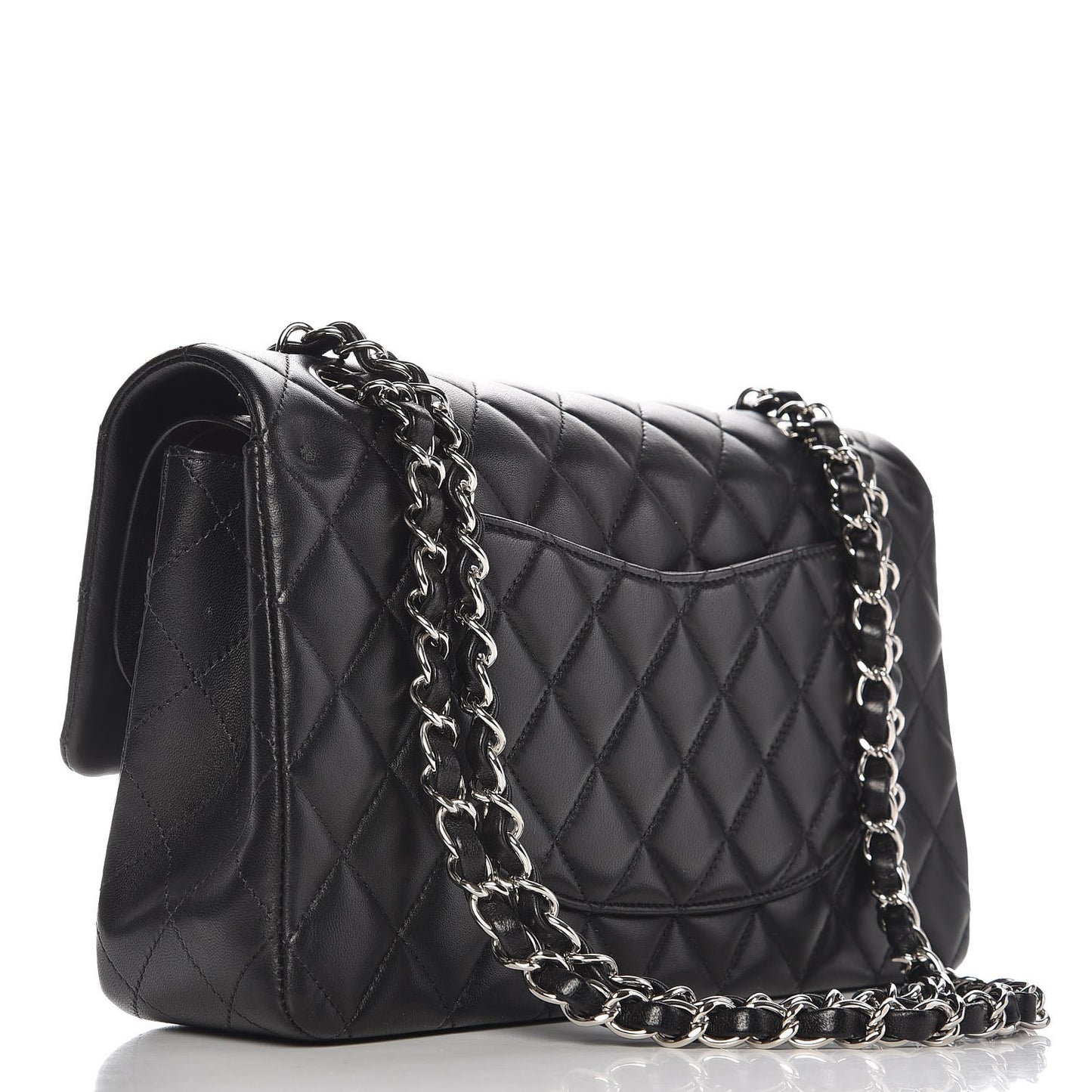 Lambskin Quilted Medium Double Flap Black