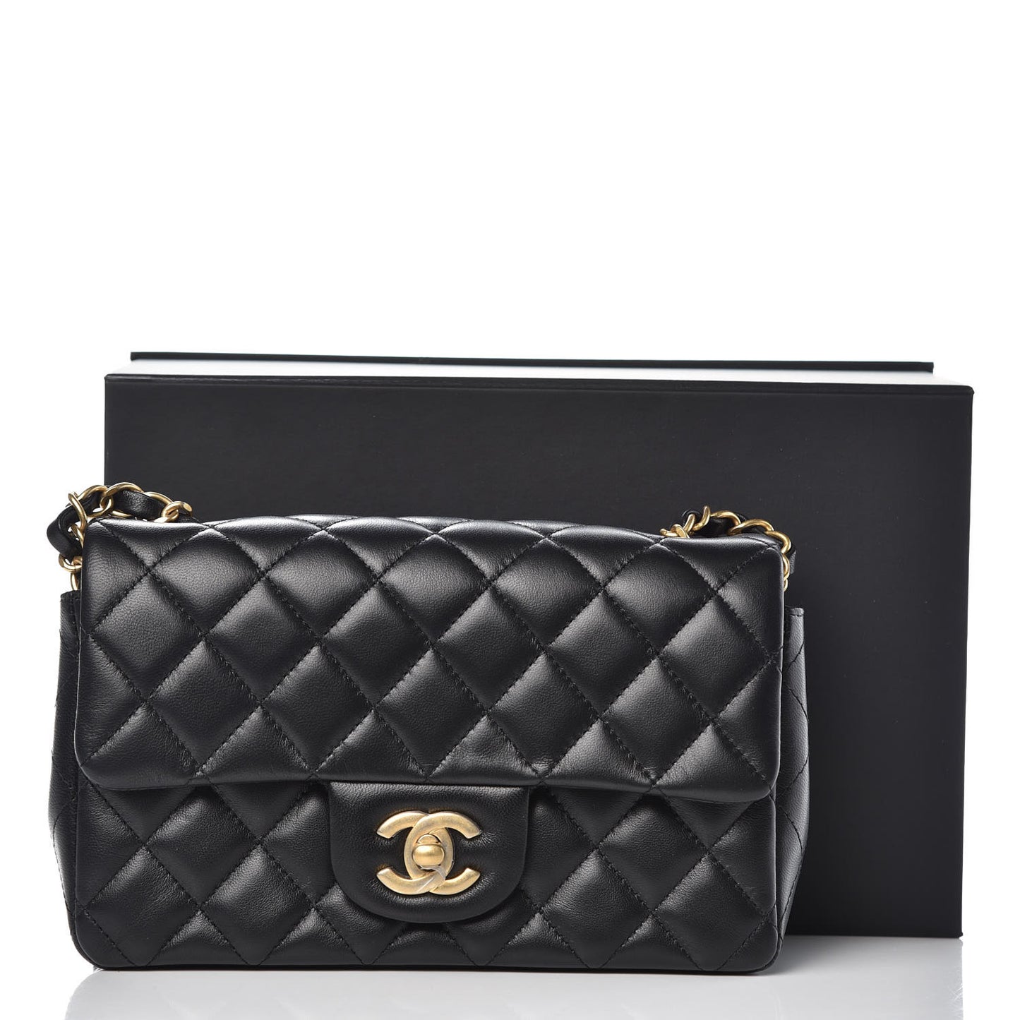 Lambskin Quilted Mini Rectangular Flap Black