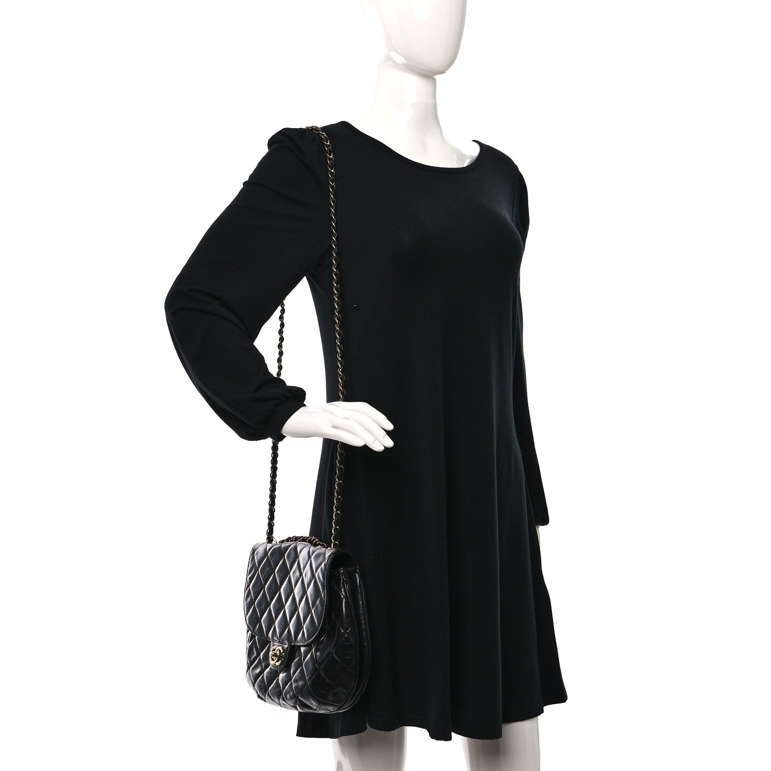 Chanel Glazed Calfskin Quilted Medium Bubble CC Flap Black 2 of 10