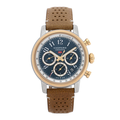 Chopard Stainless Steel 18K Yellow Gold Calfskin 40.5mm Mille Miglia Classic Chronograph Automatic Watch Blue 1 of 5