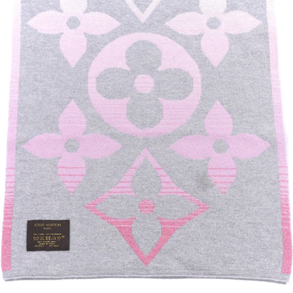 Louis Vuitton Wool Cashmere Monogram Ombre Scarf Pink Grey 3 of 4