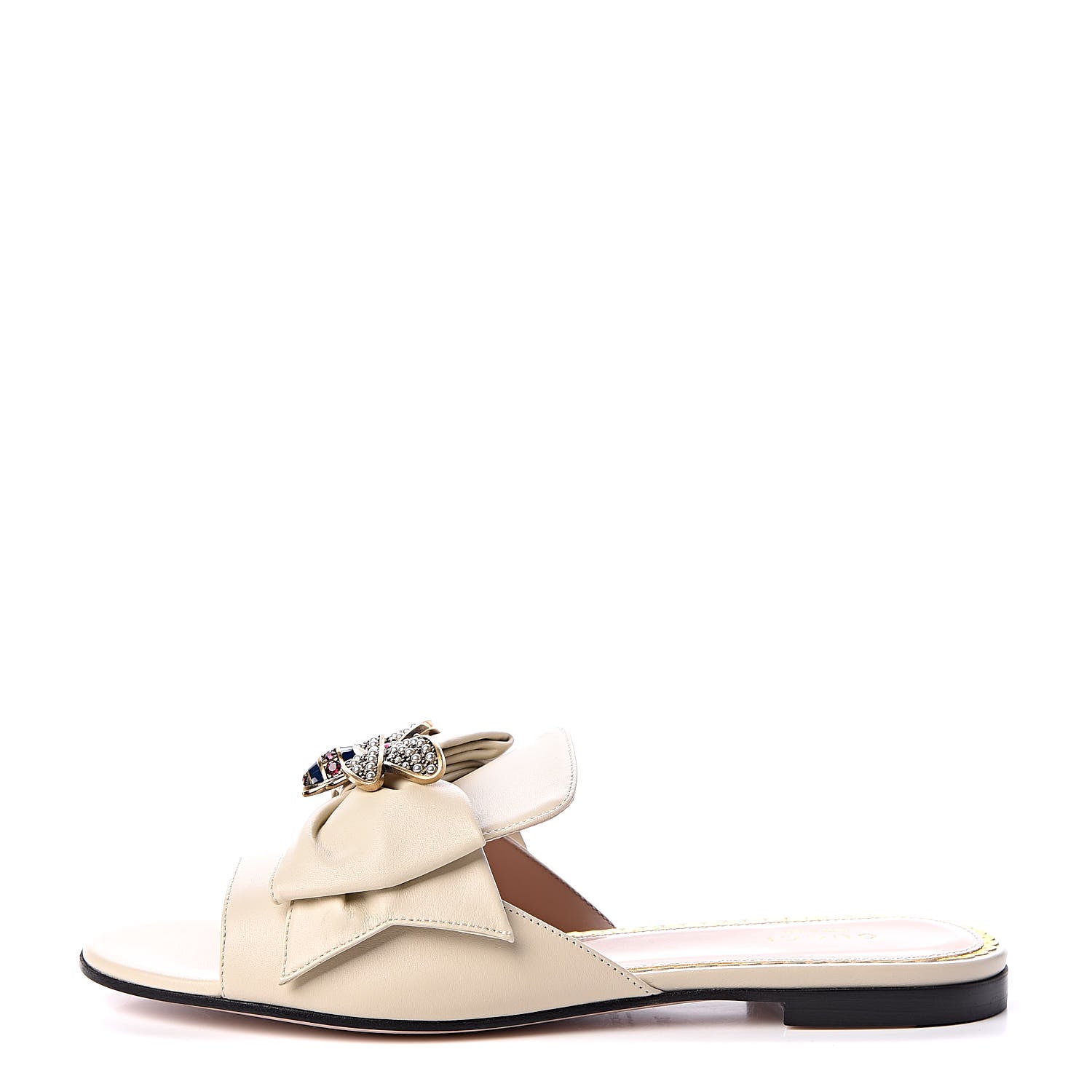 Gucci Nappa Queen Margaret Flat Slide Sandals 38.5 Vintage White 1 of 8