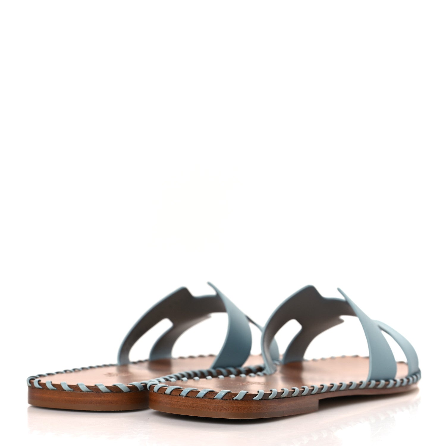 Hermes Box Calfskin Braided Oran Sandals 39 Vert D'eau 4 of 8