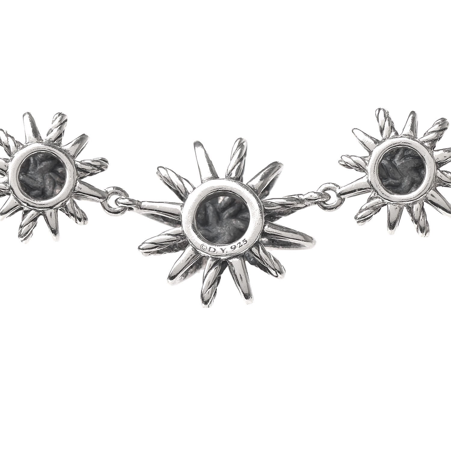 David Yurman Sterling Silver Diamond Starburst 5 Station Necklace 5 of 6