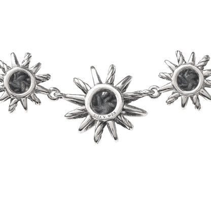 David Yurman Sterling Silver Diamond Starburst 5 Station Necklace 5 of 6