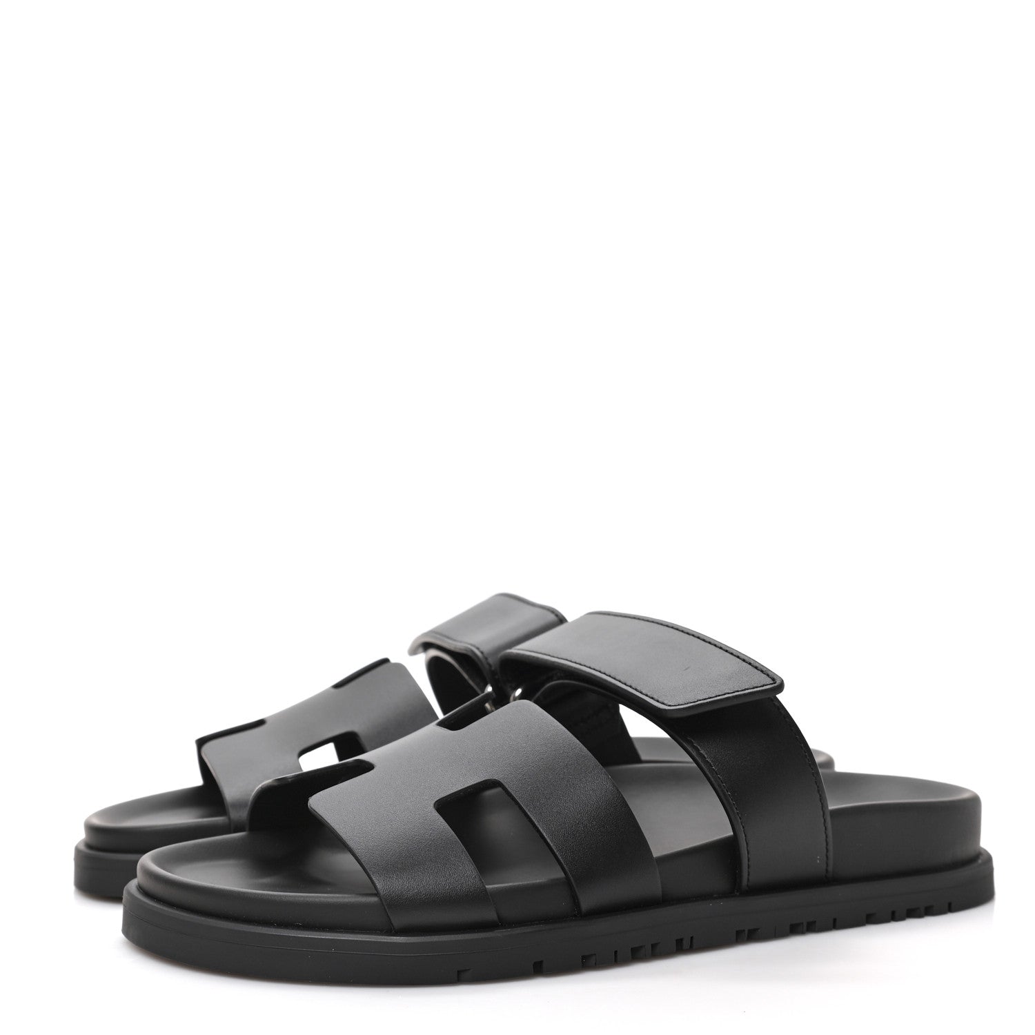 Hermes Calfskin Womens Chypre Sandals 36.5 Black 3 of 10