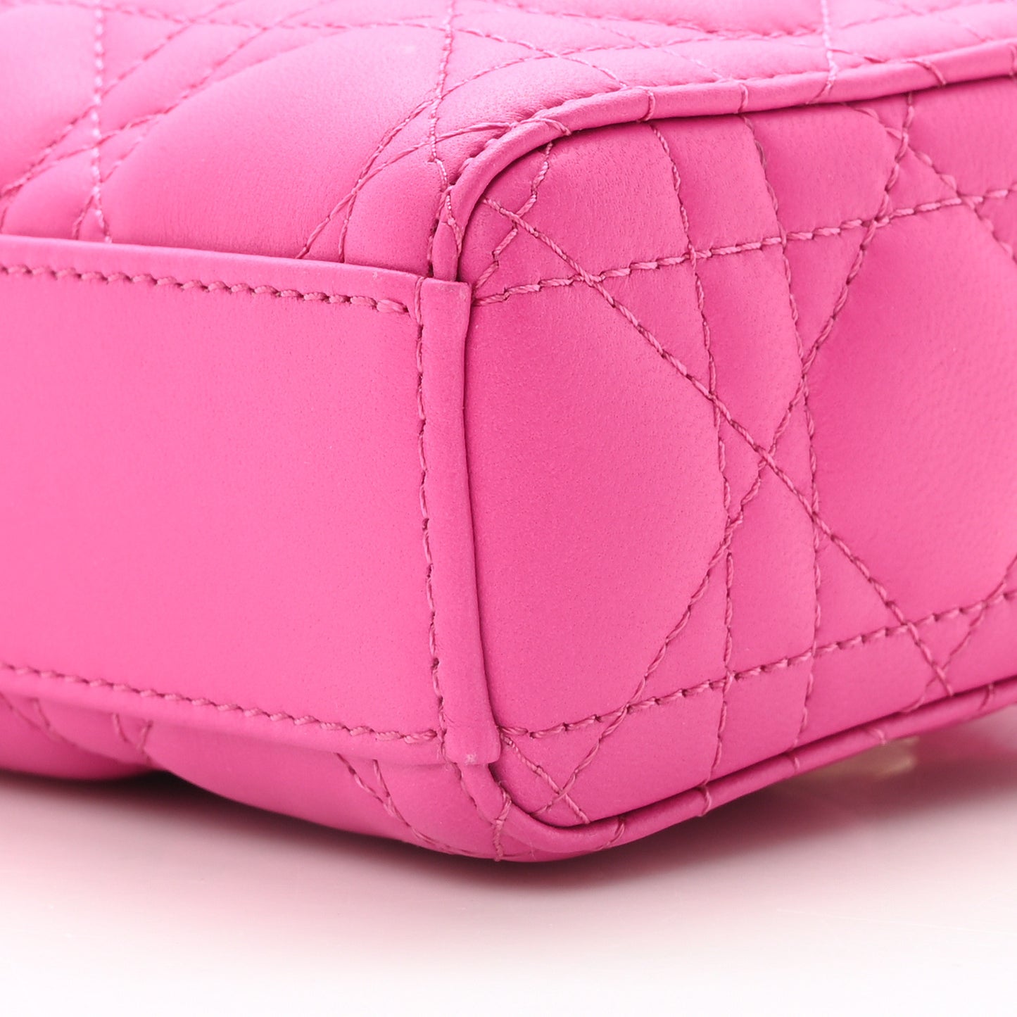 Lambskin Cannage Small Lady D-Joy Fuchsia