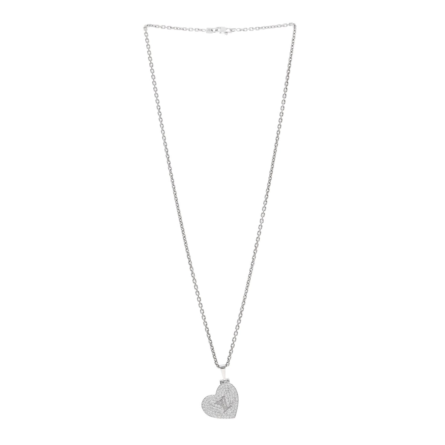 18k White Gold Diamond Heart Locket Pendant Necklace