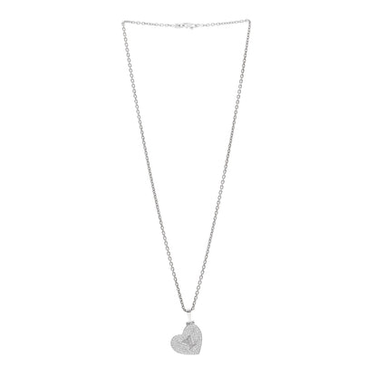 Louis Vuitton 18k White Gold Diamond Heart Locket Pendant Necklace 3 of 5