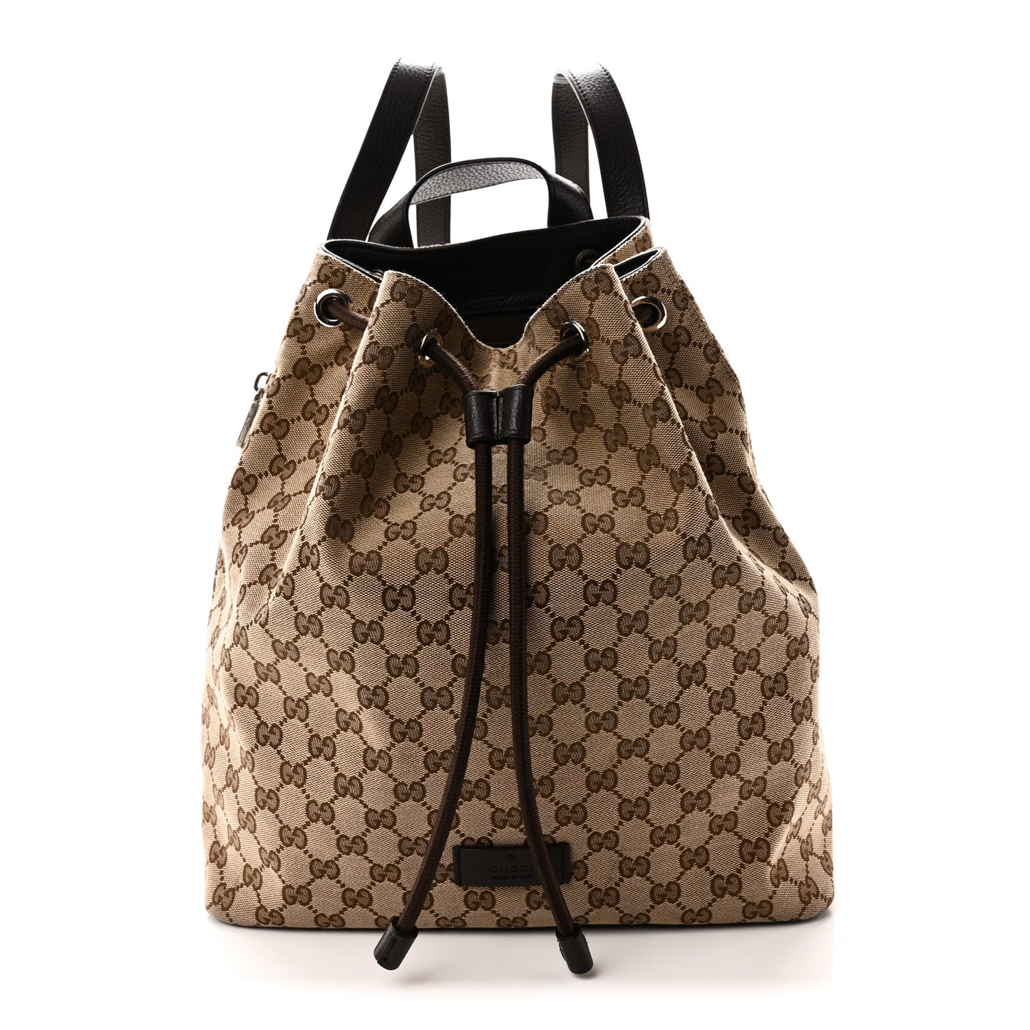 Monogram Dollar Calfskin O Drawstring Backpack Beige Ebony Testa di Moro Dark Chocolate