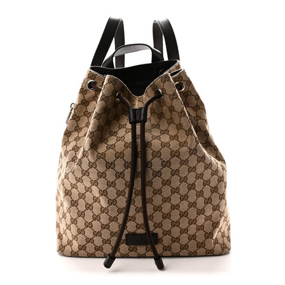 Gucci Monogram Dollar Calfskin O Drawstring Backpack Beige Ebony Testa di Moro Dark Chocolate 1 of 10