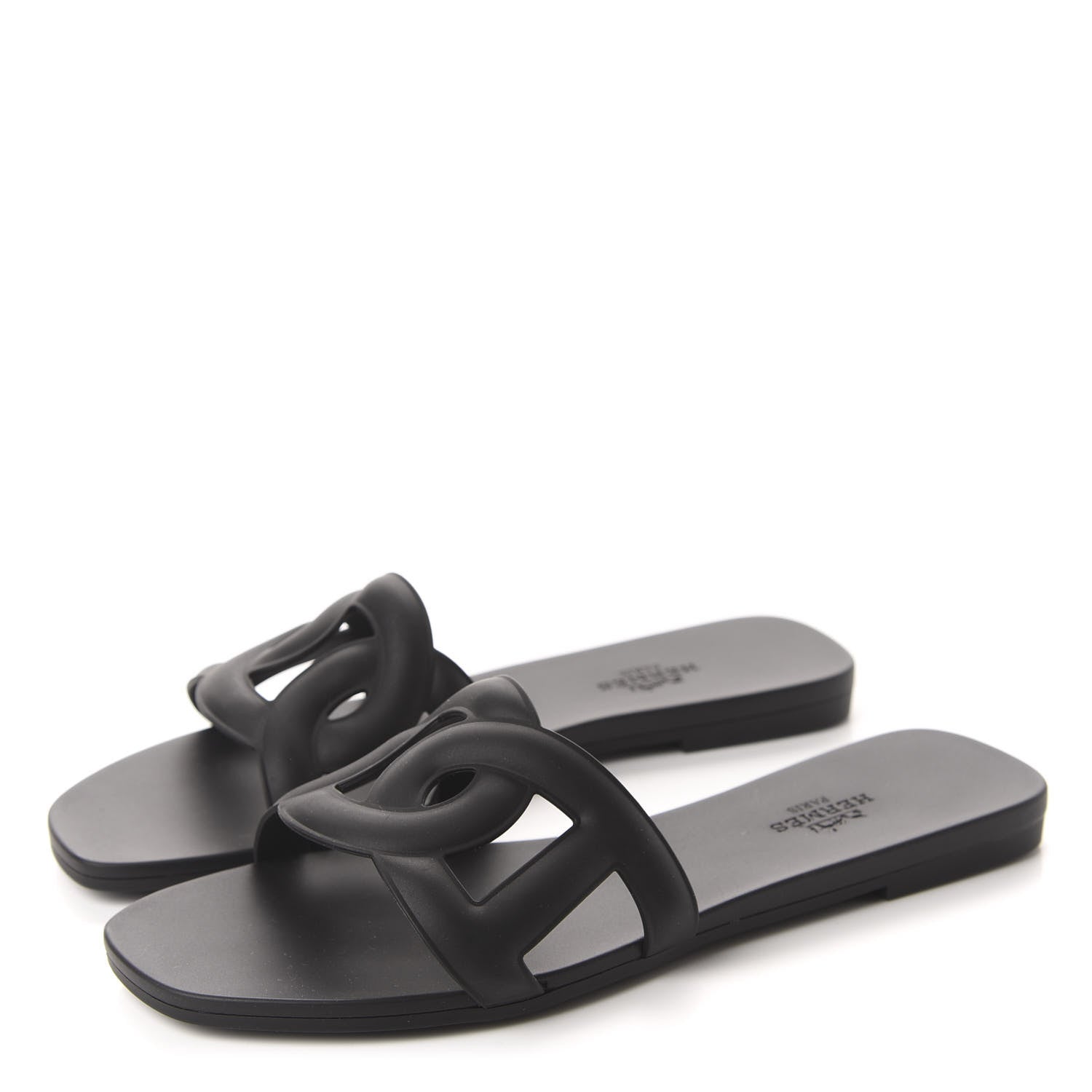 Hermes Rubber Aloha Sandals 36 Black 3 of 10