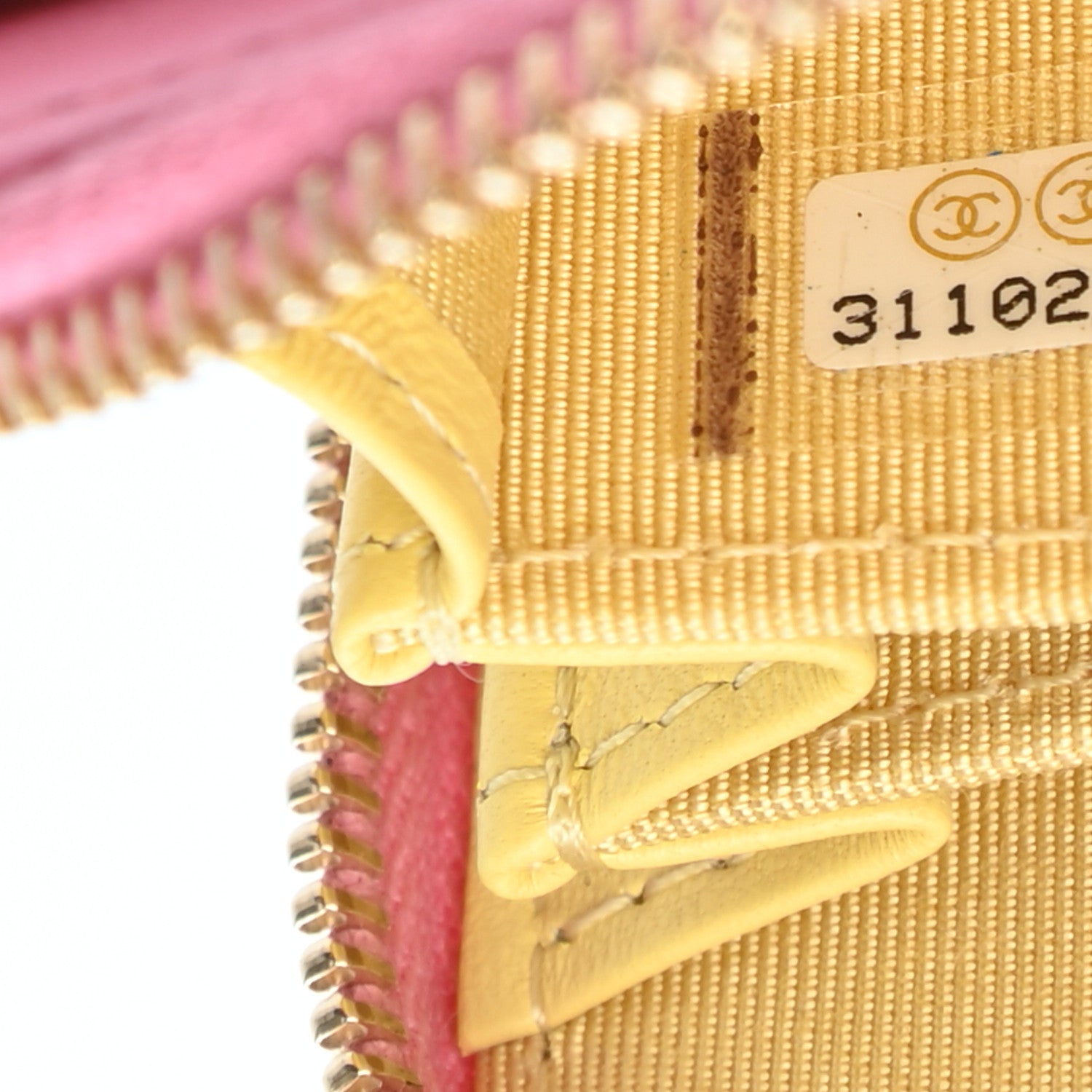 Chanel Lambskin Quilted Zip Around Coin Purse Wallet Pink Yellow 7 of 8