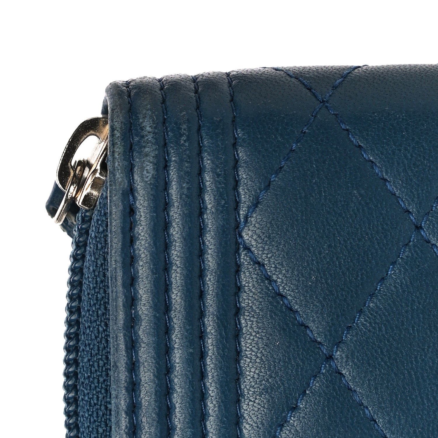 Chanel Caviar Quilted Boy Zip Around Coin Purse Wallet Dark Blue 17 of 17