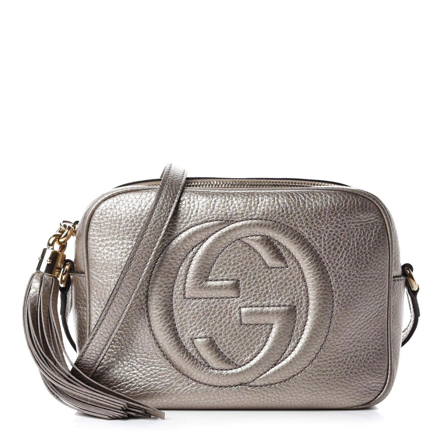 Gucci Metallic Pebbled Calfskin Small Soho Disco Bag Golden Beige 1 of 14