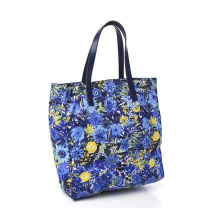 Prada Tessuto Nylon Saffiano Floral Print Tote Bluette Dis Primule 2 of 10