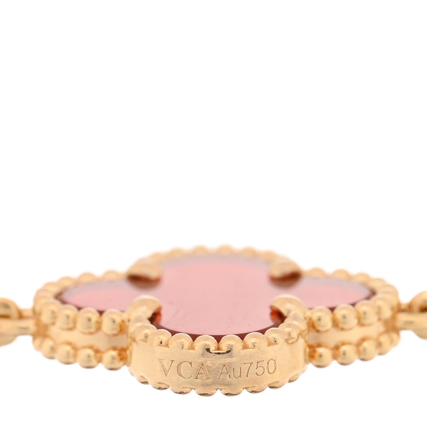 18K Yellow Gold Carnelian 5 Motifs Vintage Alhambra Bracelet
