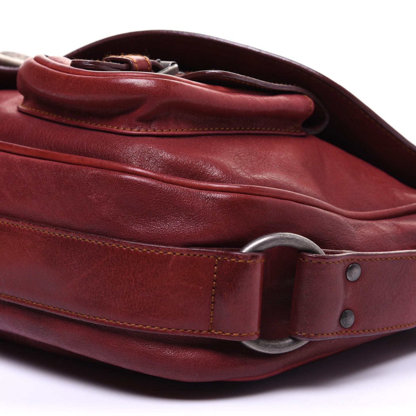 Calfskin Medium Gaucho Double Saddle Red