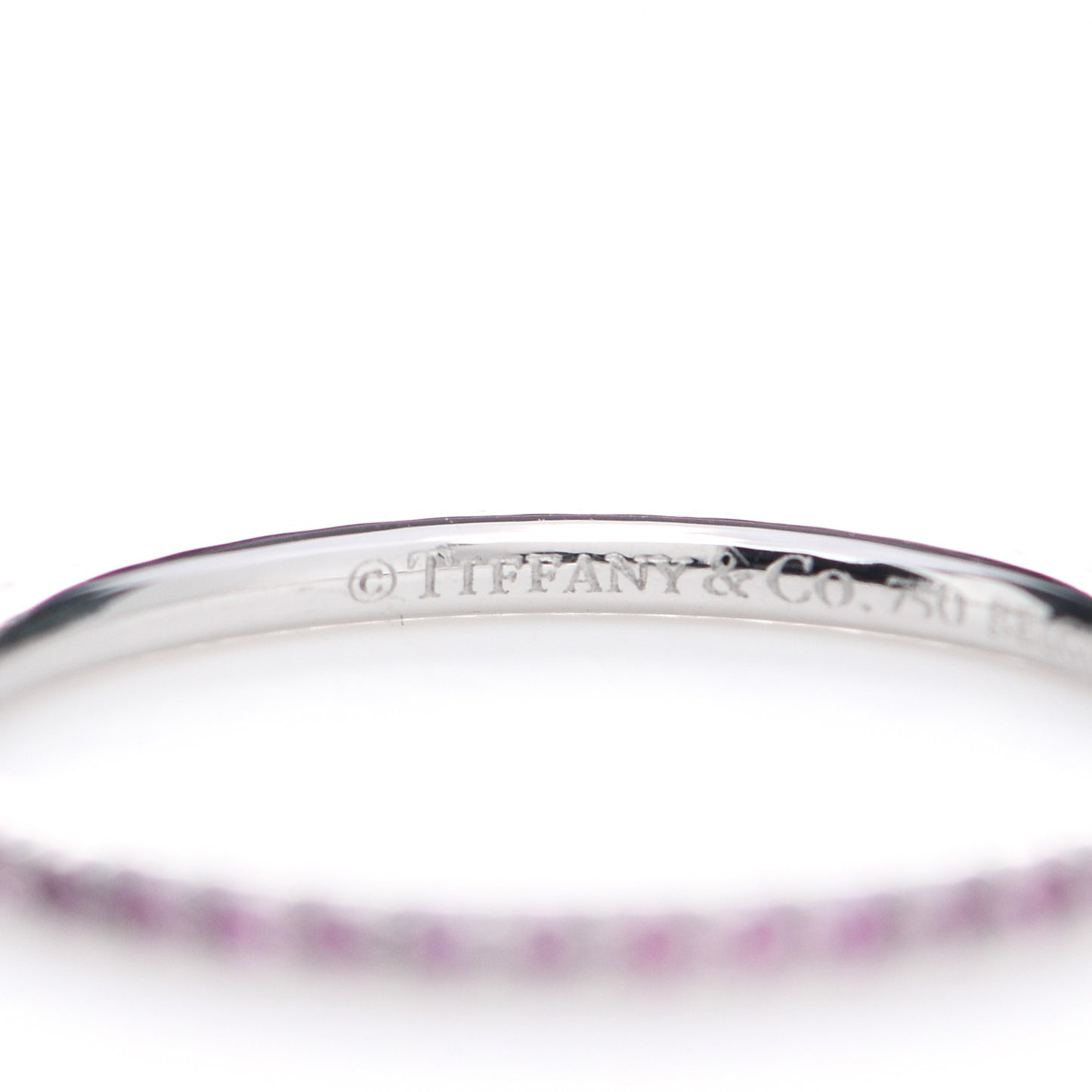 18K White Gold Pink Sapphire Metro Ring 53 6.5