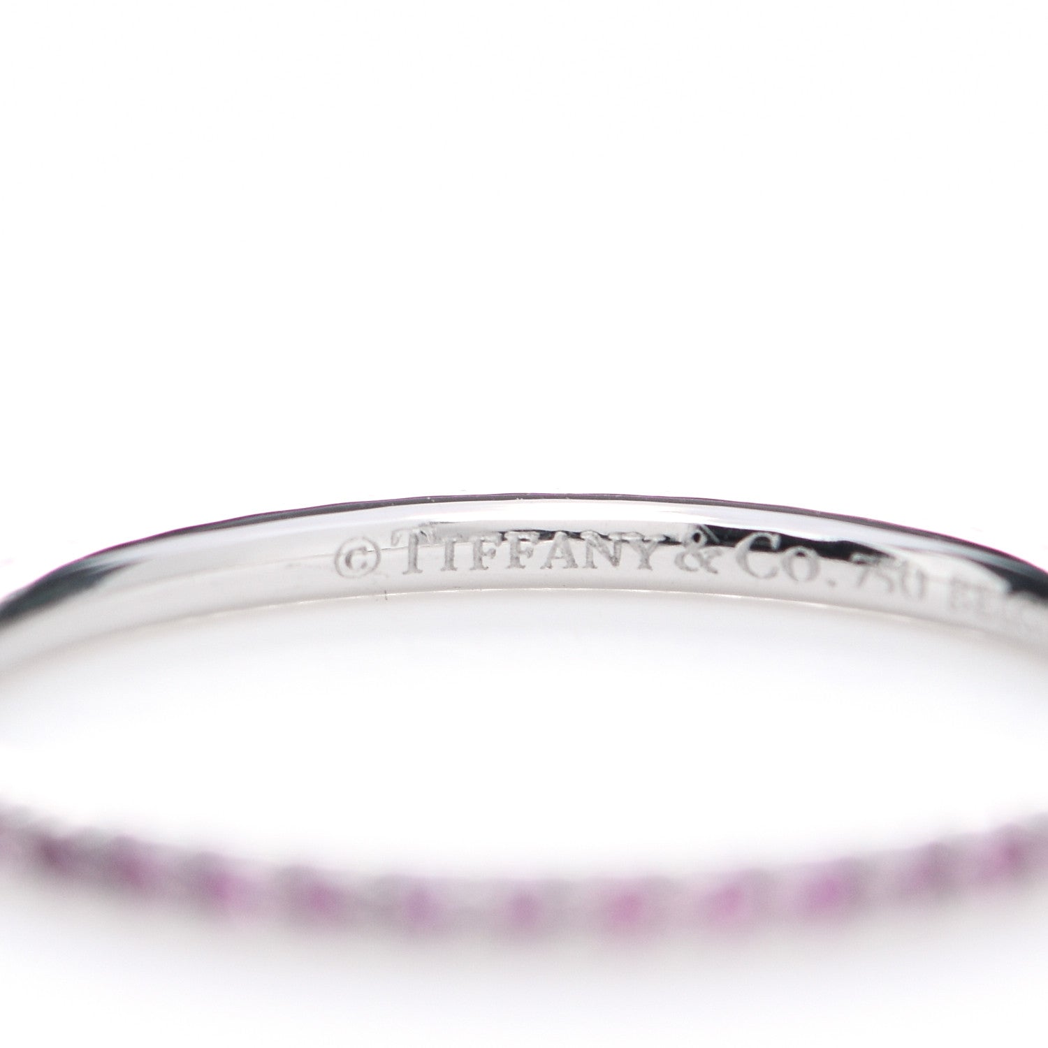 Tiffany 18K White Gold Pink Sapphire Metro Ring 53 6.5 4 of 5