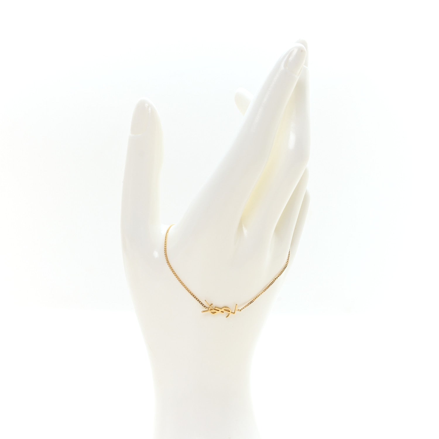 Saint Laurent Brass Monogram Charm Bracelet Gold 2 of 4