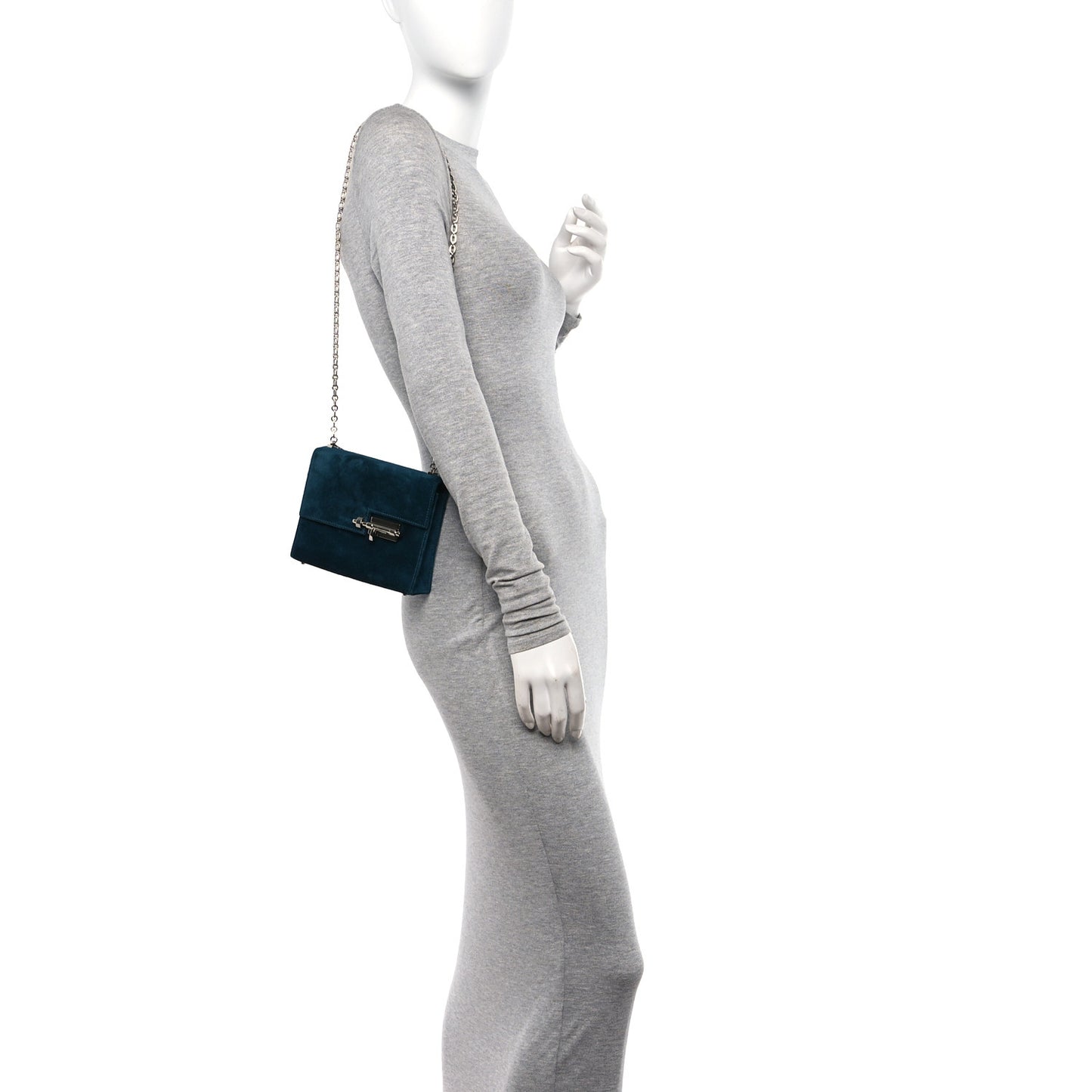 Veau Doblis Mini Verrou Chaine Bag Bleu Ocean