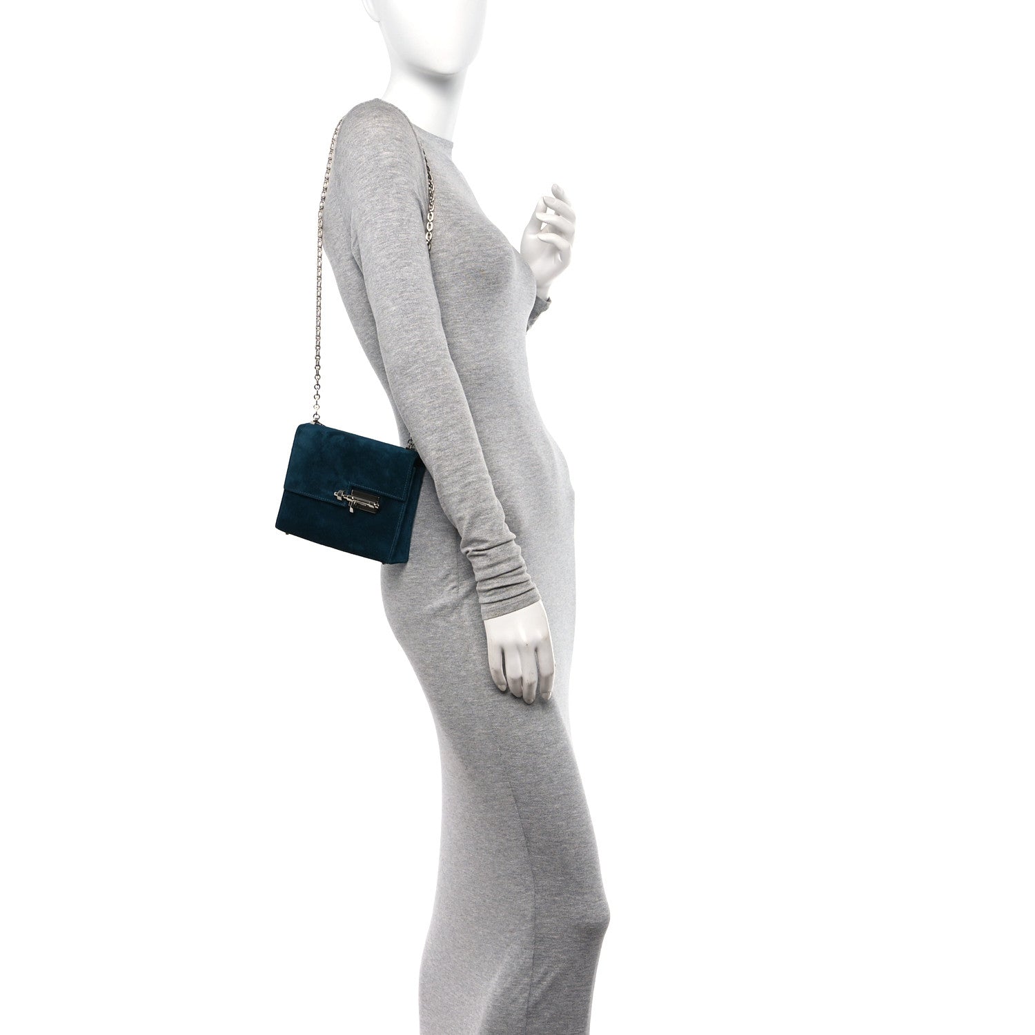 Hermes Veau Doblis Mini Verrou Chaine Bag Bleu Ocean 2 of 10